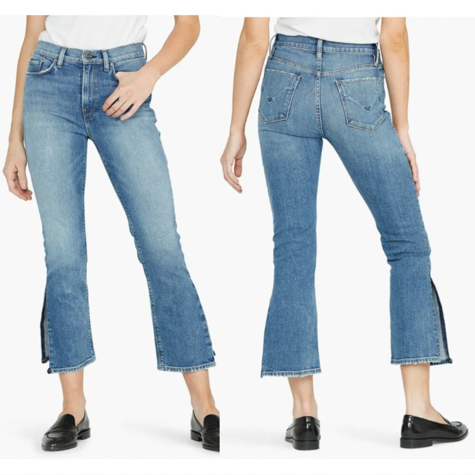Hudson Holly High Waist Side Slit Crop Straight Leg Jeans In Lonesome Wash